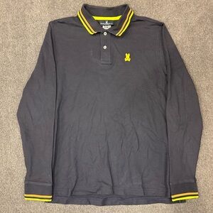 Psycho Bunny Rugby Polo Shirt Long Sleeve Mens 6 Navy Blue Multi Color